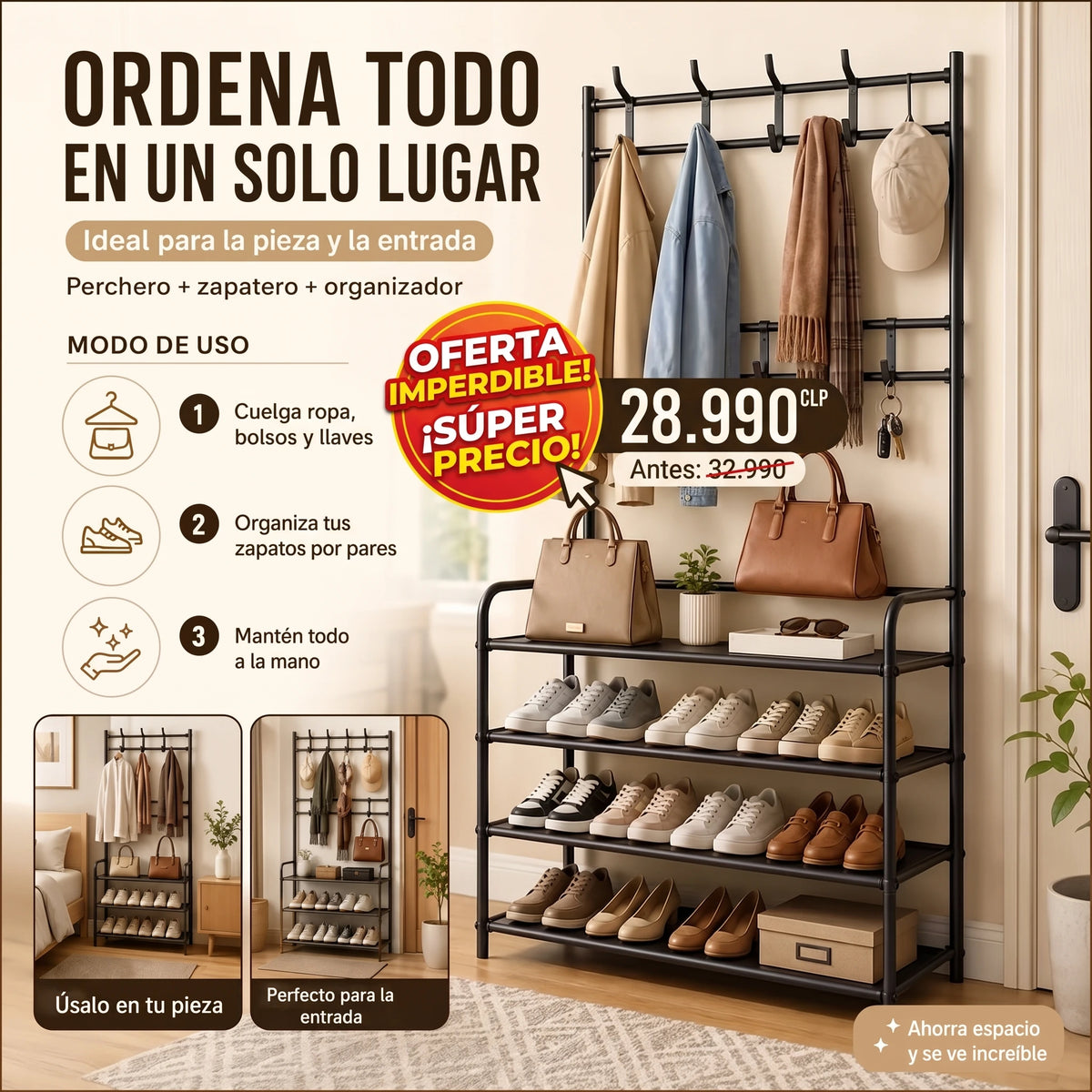 OrdenaMax - Organiza Zapatos y Ropa en un Solo Mueble