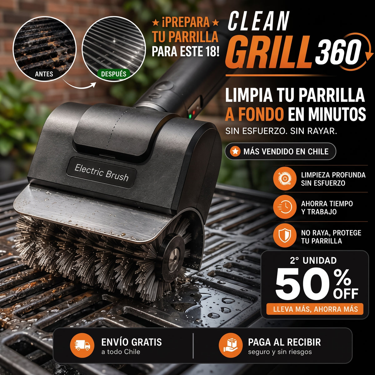 CleanGrill Master + 12 Pares de Guantes