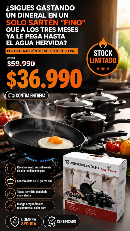 Batería Antiadherente + Utensilios 🎁