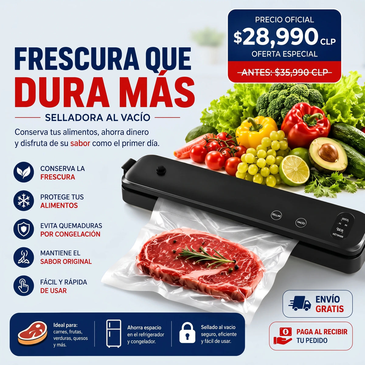 SELLADORA AL VACIO VACUUM SEALER™ - Comida fresca por semanas