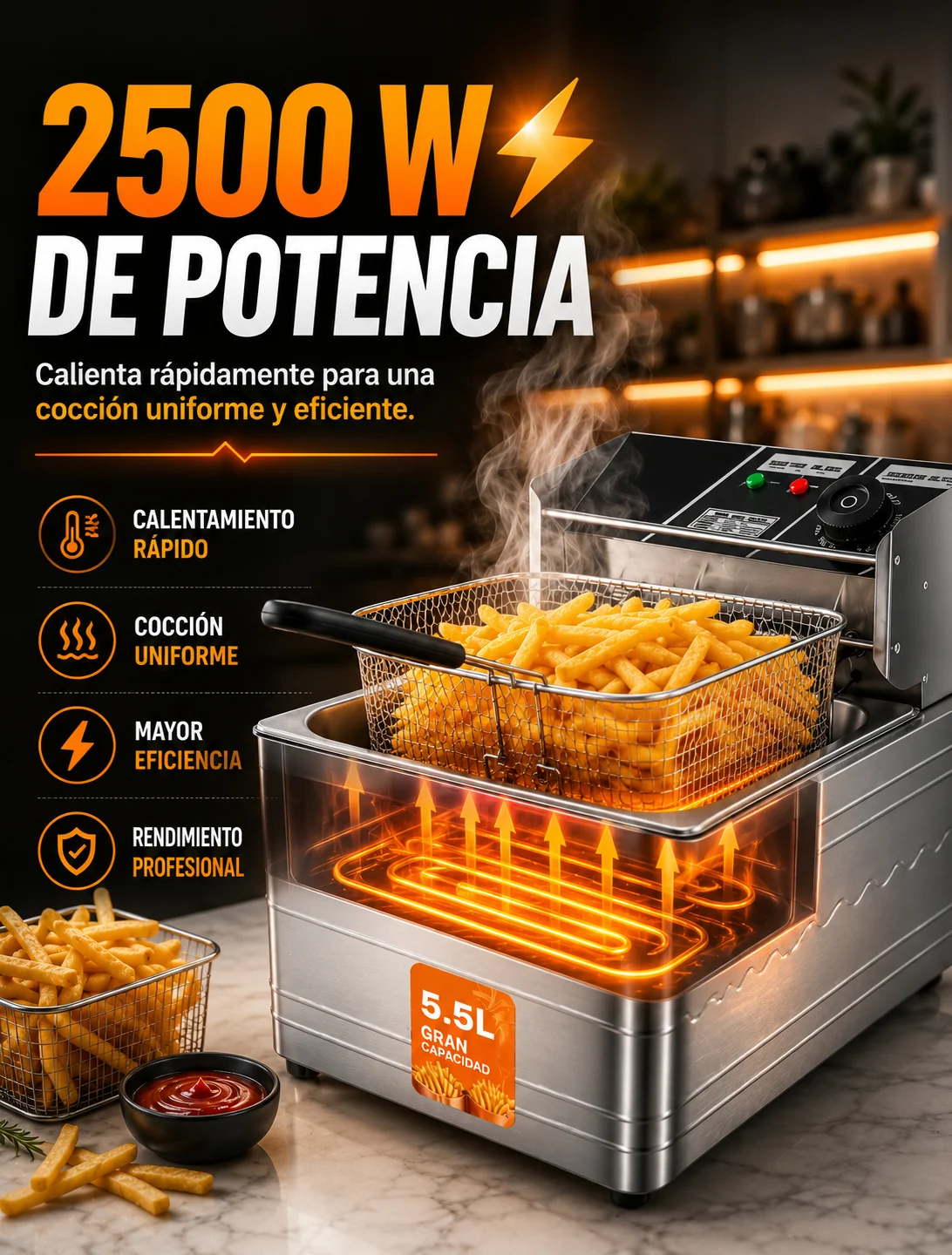 Freidora Profesional 6 L-Alto Rendimiento para tu Cocina