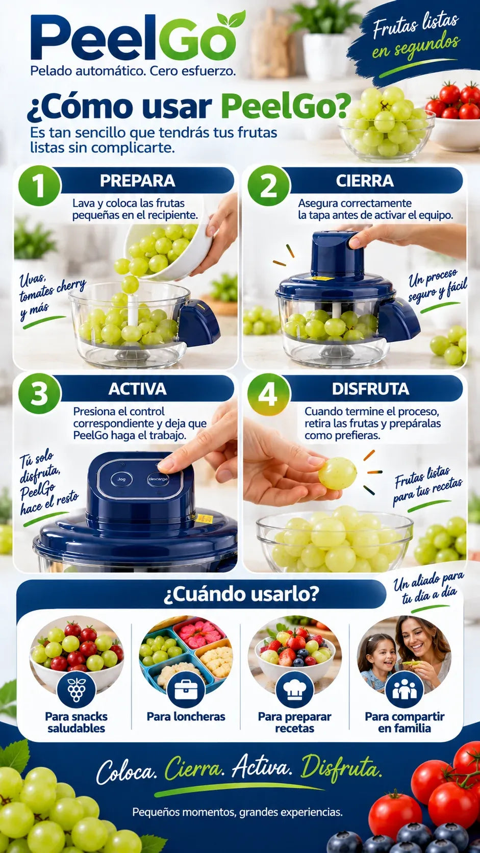 PeelGo Pro - Pela Ajo y Uvas con un Botón