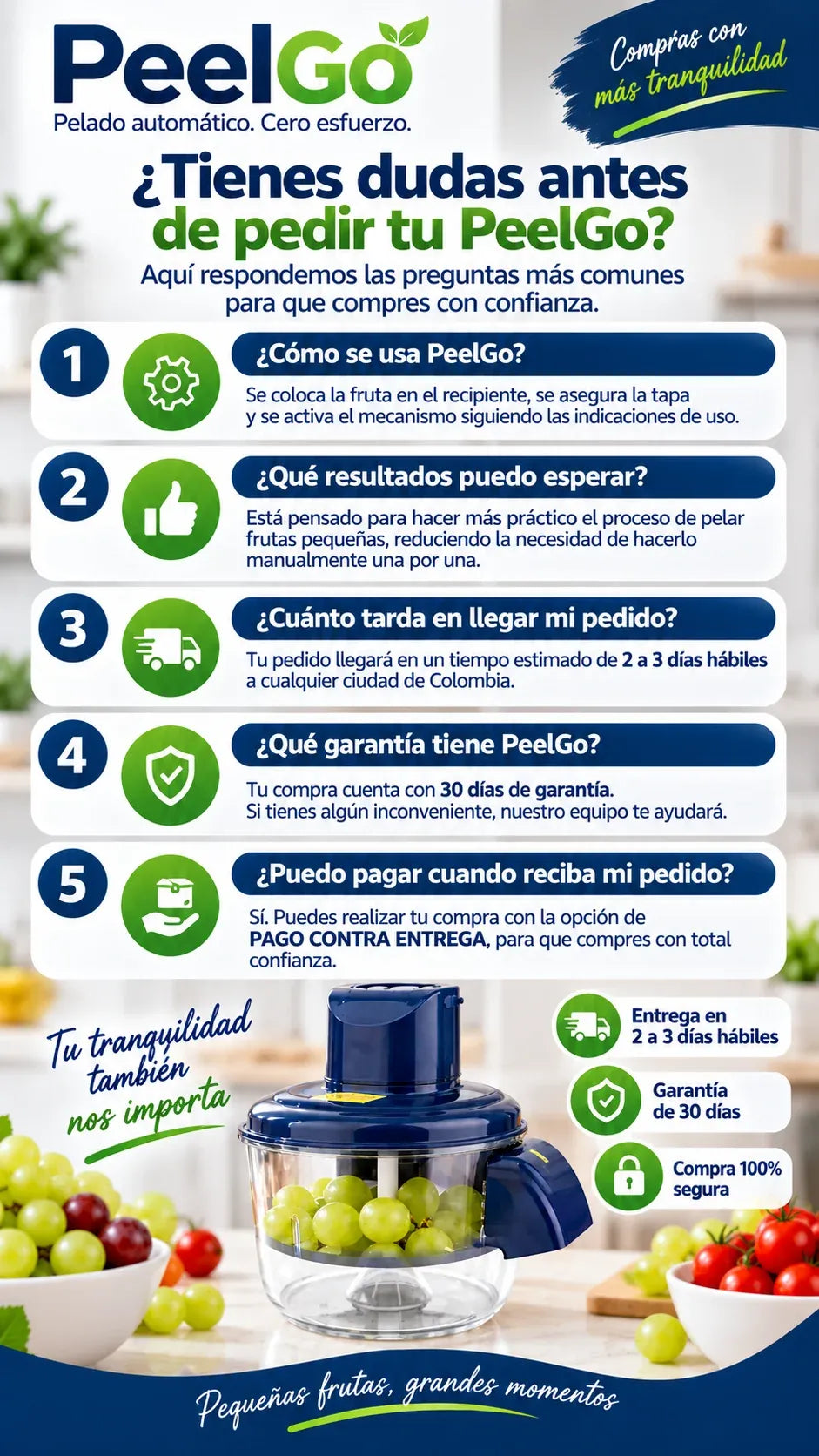 PeelGo Pro - Pela Ajo y Uvas con un Botón