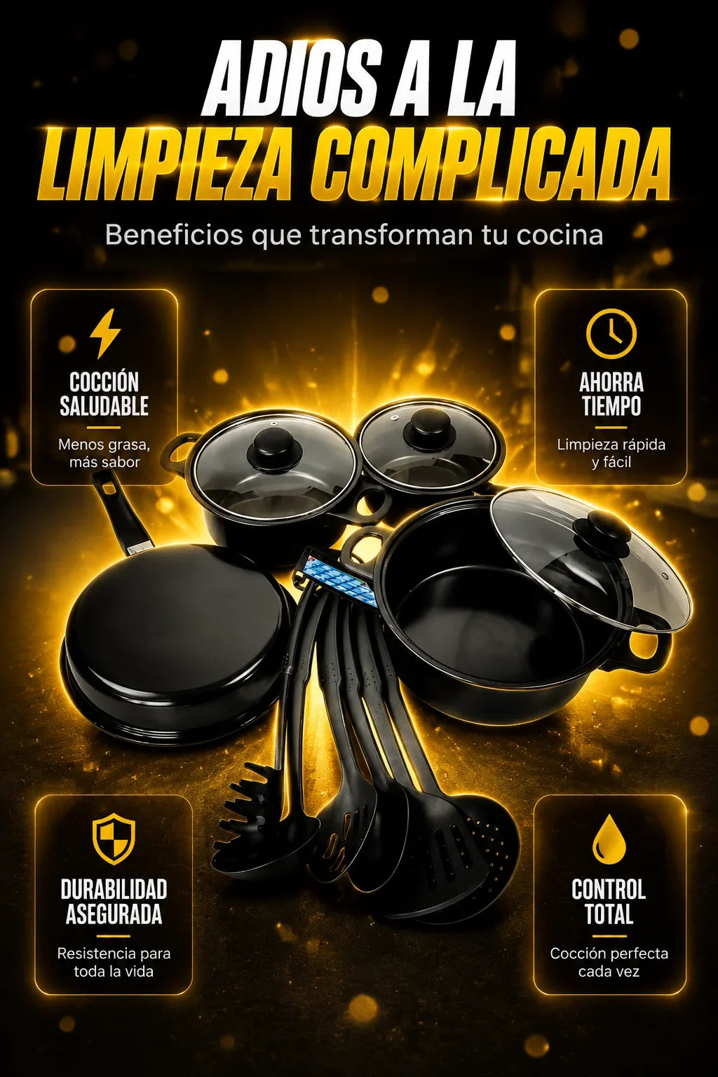 Batería Antiadherente + Utensilios 🎁